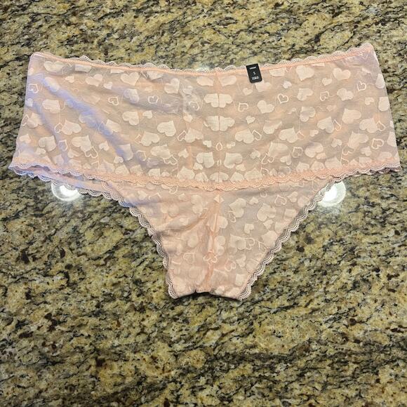 NEW W TAGS Torrid‎ Cheeky Sz 5 Pink Hearts Lace Panty W Slit Crotch - Picture 3 of 5